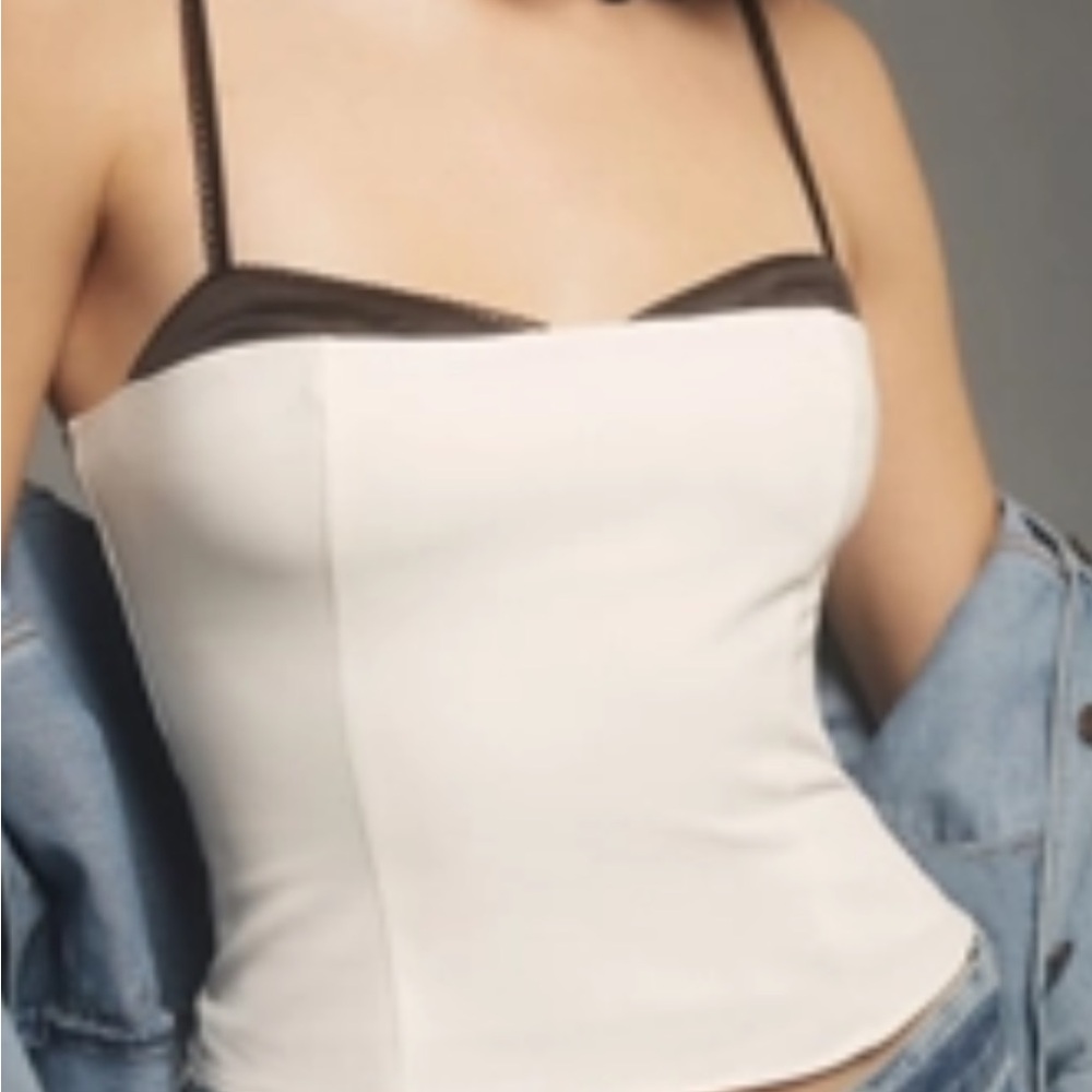 Women's White and black Spaghetti Strap Top
